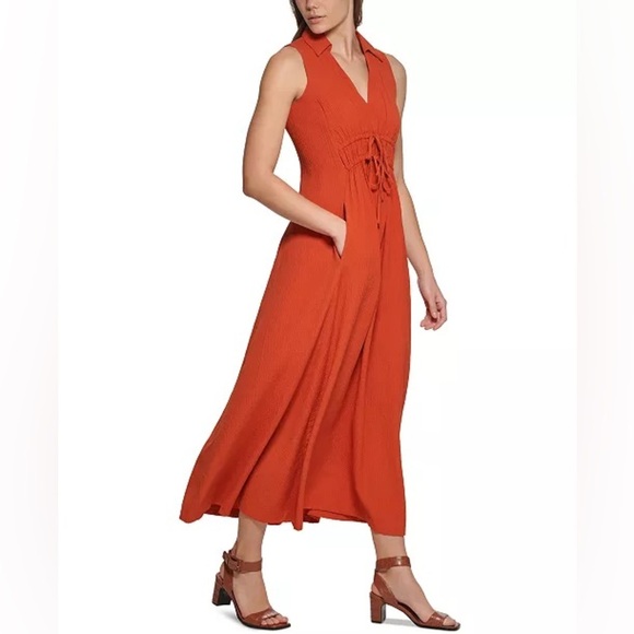 NWT Calvin Klein Textured Drawstring-Waist Dress - Picture 1 of 10